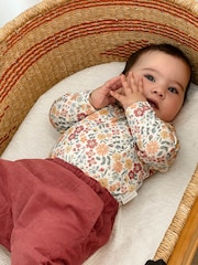Purebaby Pink Thick Floral Bodysuit With Collar - Image 1 of 7