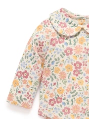 Purebaby Pink Thick Floral Bodysuit With Collar - Image 5 of 7