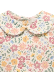 Purebaby Pink Thick Floral Bodysuit With Collar - Image 6 of 7