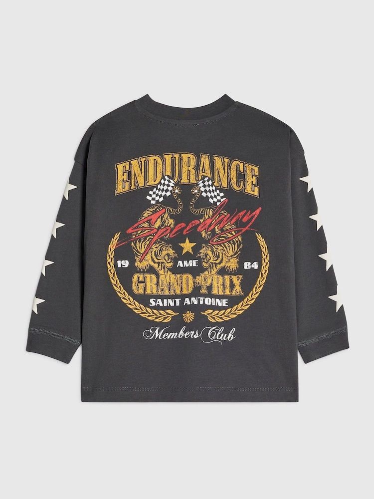 River Island Grey Oversized Long Sleeve Endurance T-Shirt - Image 1 of 4