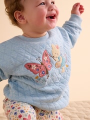 Purebaby Blue Quilted Windcheater & Floral Leggings Set - Image 2 of 7