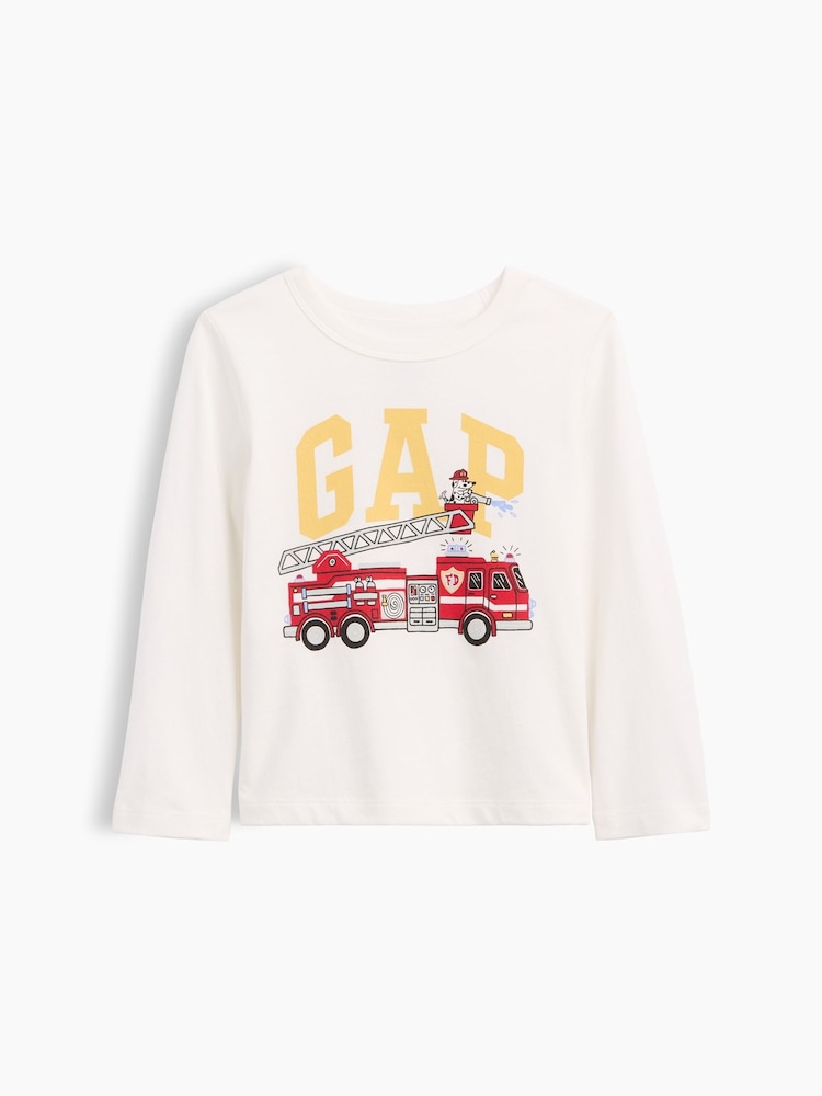 Gap White Firetruck Graphic Long Sleeve T-Shirt (6mths-5yrs) - Image 1 of 3 Gap White Firetruck Graphic Long Sleeve T-Shirt (6mths-5yrs) - Image 1 of 3