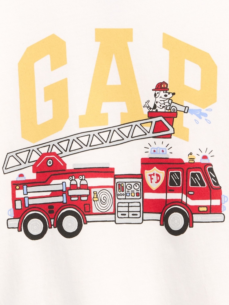 Gap White Firetruck Graphic Long Sleeve T-Shirt (6mths-5yrs) - Image 3 of 3 Gap White Firetruck Graphic Long Sleeve T-Shirt (6mths-5yrs) - Image 3 of 3