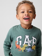 Gap Green Dinosaur Graphic Long Sleeve T-Shirt (6mths-5yrs) - Image 1 of 4