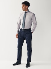 Grey/Blue Geometric Slim Fit Single Cuff Shirt And Tie Pack - Image 2 of 6