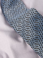 Grey/Blue Geometric Slim Fit Single Cuff Shirt And Tie Pack - Image 6 of 6