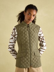 Joules Minx Green Showerproof Diamond Quilted Gilet - Image 1 of 10