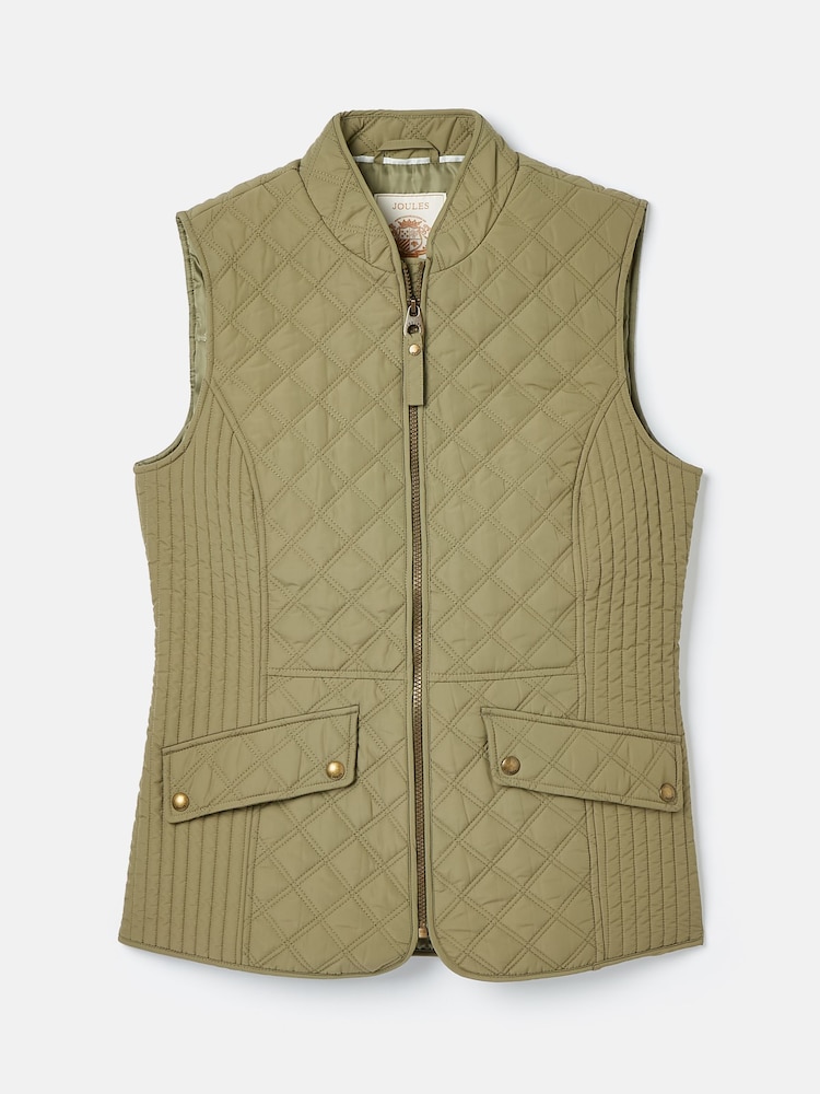 Joules Minx Green Showerproof Diamond Quilted Gilet - Image 10 of 10