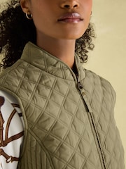 Joules Minx Green Showerproof Diamond Quilted Gilet - Image 4 of 10
