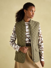 Joules Minx Green Showerproof Diamond Quilted Gilet - Image 5 of 10