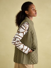 Joules Minx Green Showerproof Diamond Quilted Gilet - Image 7 of 10