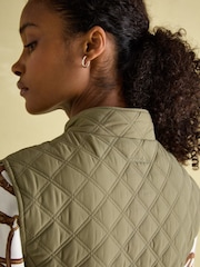 Joules Minx Green Showerproof Diamond Quilted Gilet - Image 9 of 10