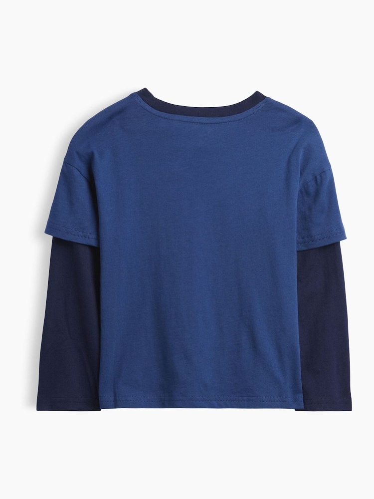 Gap Blue/Navy Football Graphic Long Sleeve T-Shirt (6mths-5yrs) - Image 2 of 3