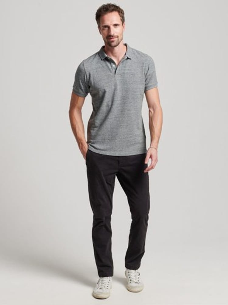 Superdry Steel Grey Classic Pique Polo Shirt - Image 1 of 2