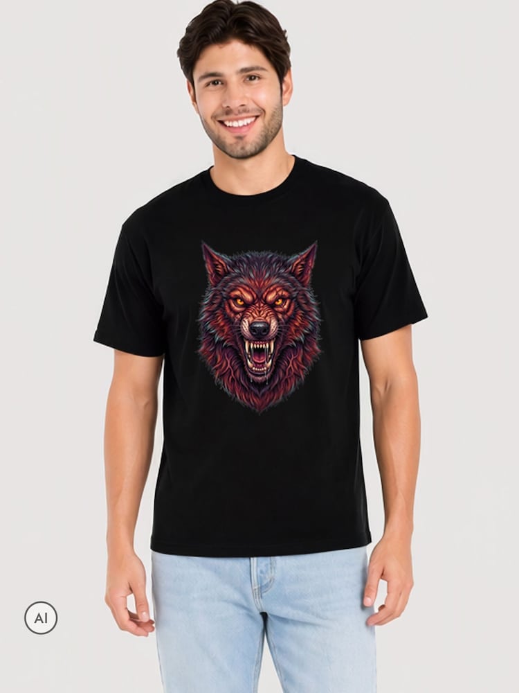Brand Threads Black Werewolf Halloween T-Shirt - Image 1 of 3 Brand Threads Black Werewolf Halloween T-Shirt - Image 1 of 3