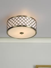 Dar Lighting Brass Civic 2 Light Flush Fitting Ceiling Light - Image 1 of 4