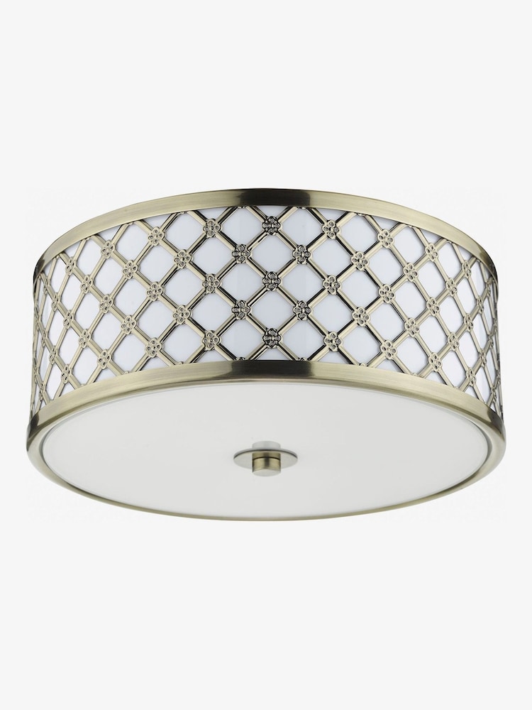 Dar Lighting Brass Civic 2 Light Flush Fitting Ceiling Light - Image 2 of 4
