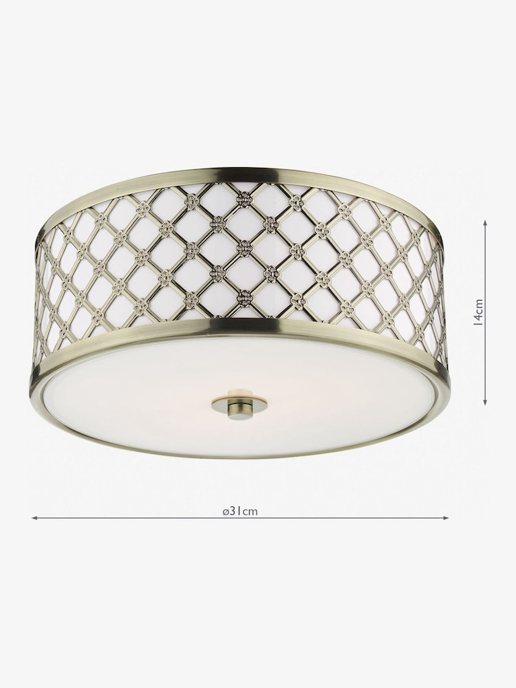 Dar Lighting Brass Civic 2 Light Flush Fitting Ceiling Light - Image 4 of 4