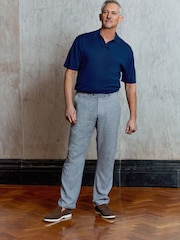 Chambray Blue Textured Linen Blend Trousers - Image 1 of 7