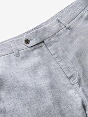 Chambray Blue Textured Linen Blend Trousers - Image 5 of 7
