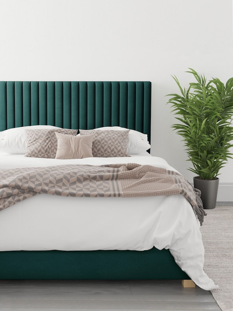 Aspire Furniture Emerald Green Upholstered End Lift Ottoman Storage Bed - Image 1 of 2