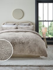 Silver Plush Faux Fur Duvet Cover And Pillowcase Set - Image 1 of 4