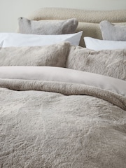 Silver Plush Faux Fur Duvet Cover And Pillowcase Set - Image 3 of 4