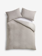 Silver Plush Faux Fur Duvet Cover And Pillowcase Set - Image 4 of 4
