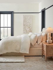 Cream Plush Faux Fur Duvet Cover And Pillowcase Set - Image 2 of 4