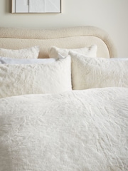Cream Plush Faux Fur Duvet Cover And Pillowcase Set - Image 3 of 4
