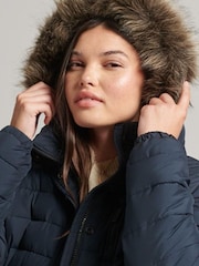 Marineblau - Superdry Super Fuji Wattierter Mantel - Bild 4 von 7