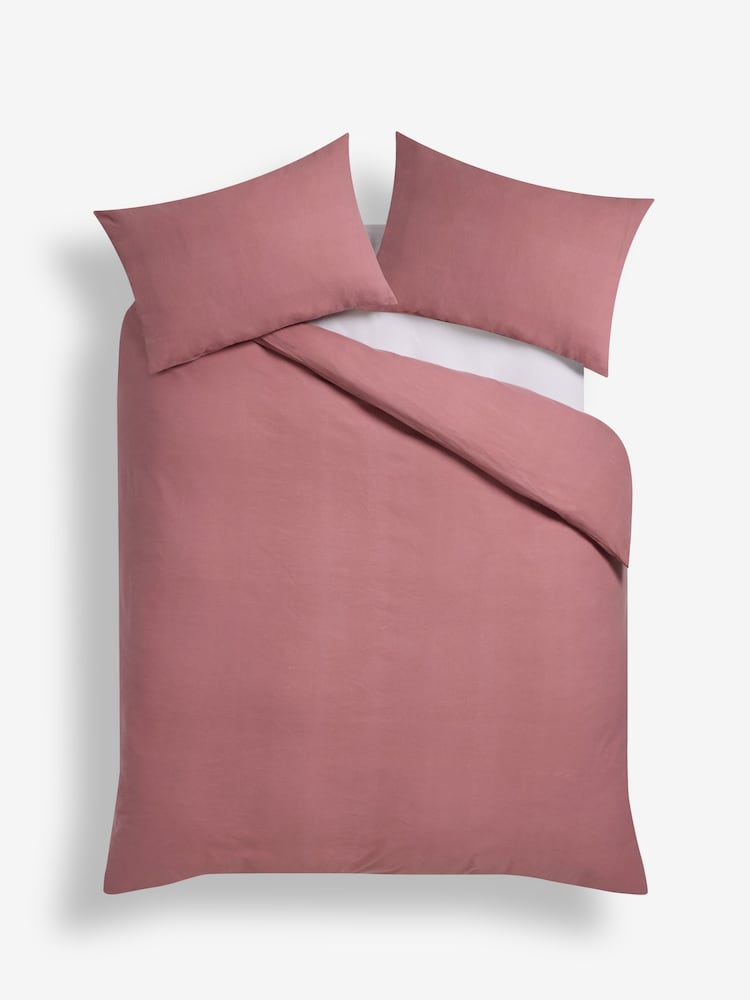 Purple Brushed Supersoft 100% Cotton Duvet Cover And Pillowcase Set - Image 3 of 4