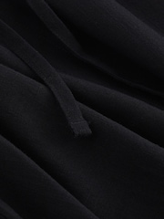 Black Linen Blend Tie Neck Mini Summer Dress - Image 6 of 6