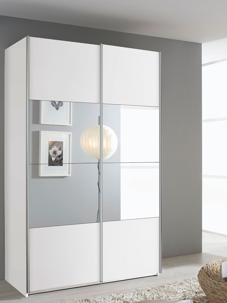 Rauch Grey Cameron Wood and Centre Mirror Semi 1.3m Sliding Fitted Wardrobe - Image 1 of 2