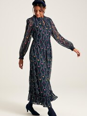 Joules Helena Navy Floral Printed Dress - Image 1 of 8