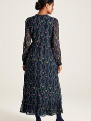 Joules Helena Navy Floral Printed Dress - Image 2 of 8