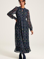 Joules Helena Navy Floral Printed Dress - Image 3 of 8