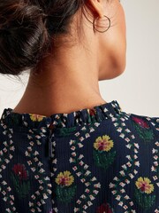 Joules Helena Navy Floral Printed Dress - Image 5 of 8