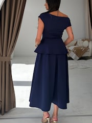 Girl In Mind Blue Connie Peplum Midi Dress - Image 2 of 6