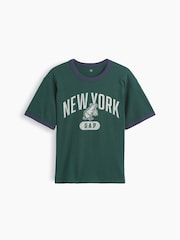 Gap Green Relaxed New York Graphic Ringer T-Shirt (4-13yrs) - Image 1 of 3