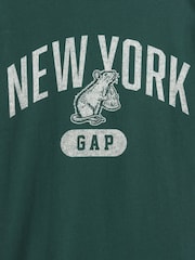Gap Green Relaxed New York Graphic Ringer T-Shirt (4-13yrs) - Image 3 of 3