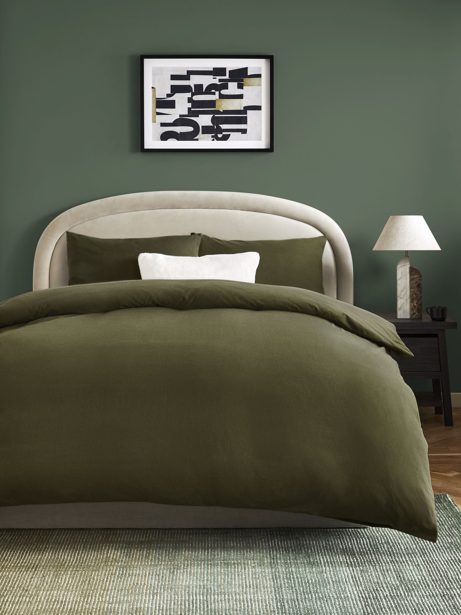 Buy Dark Green Brushed Supersoft 100 Cotton Duvet Cover And Pillowcase Set from the Next UK online shop
