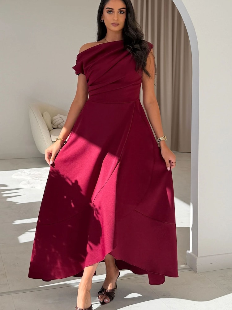 Girl In Mind Red Florie Frill Wrap Maxi Dress - Image 1 of 5
