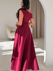 Girl In Mind Red Florie Frill Wrap Maxi Dress - Image 2 of 5