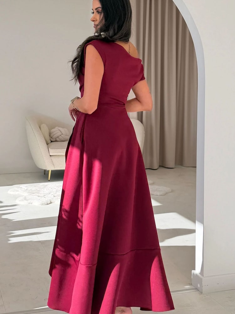 Girl In Mind Red Florie Frill Wrap Maxi Dress - Image 2 of 5