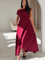 Girl In Mind Red Florie Frill Wrap Maxi Dress - Image 3 of 5