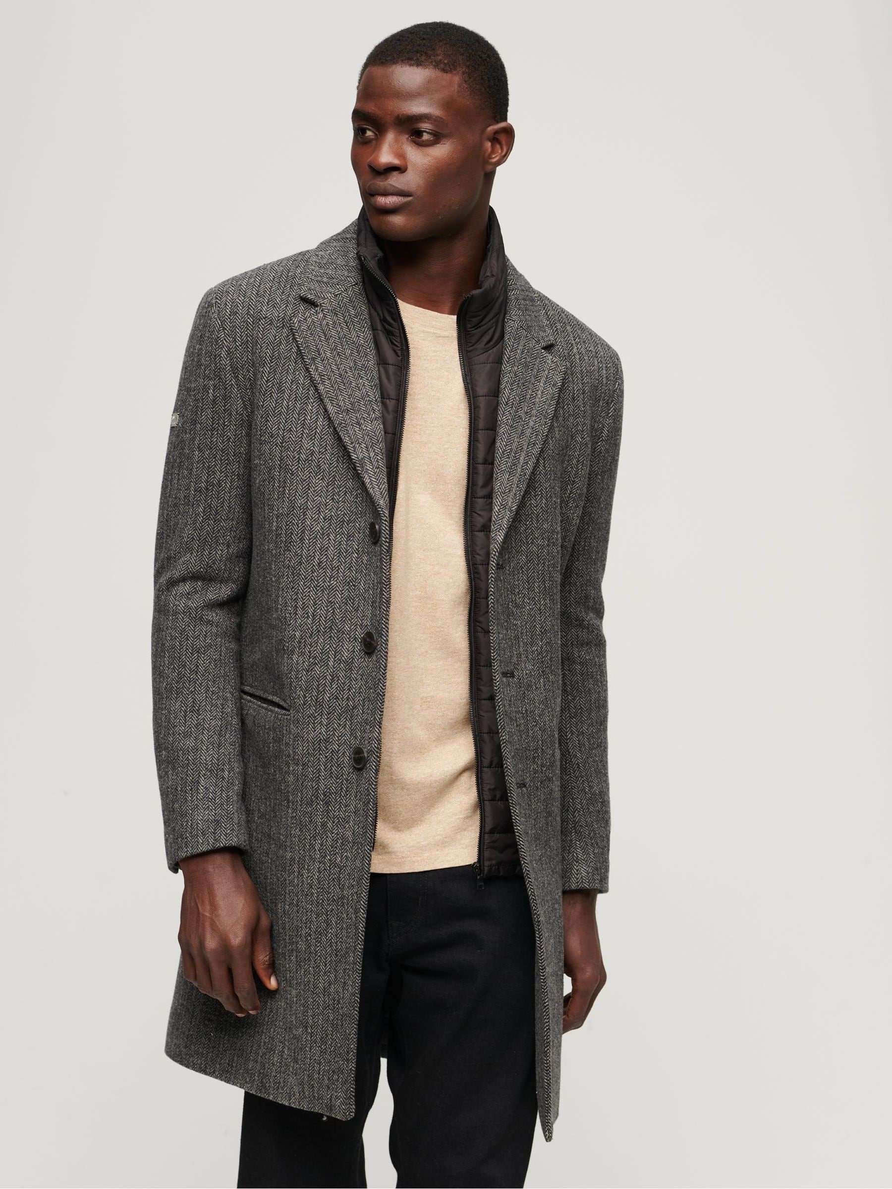 Buy Superdry Grey 6 In 1 Wool Herringbone Town Coat from Next United Arab Emirates