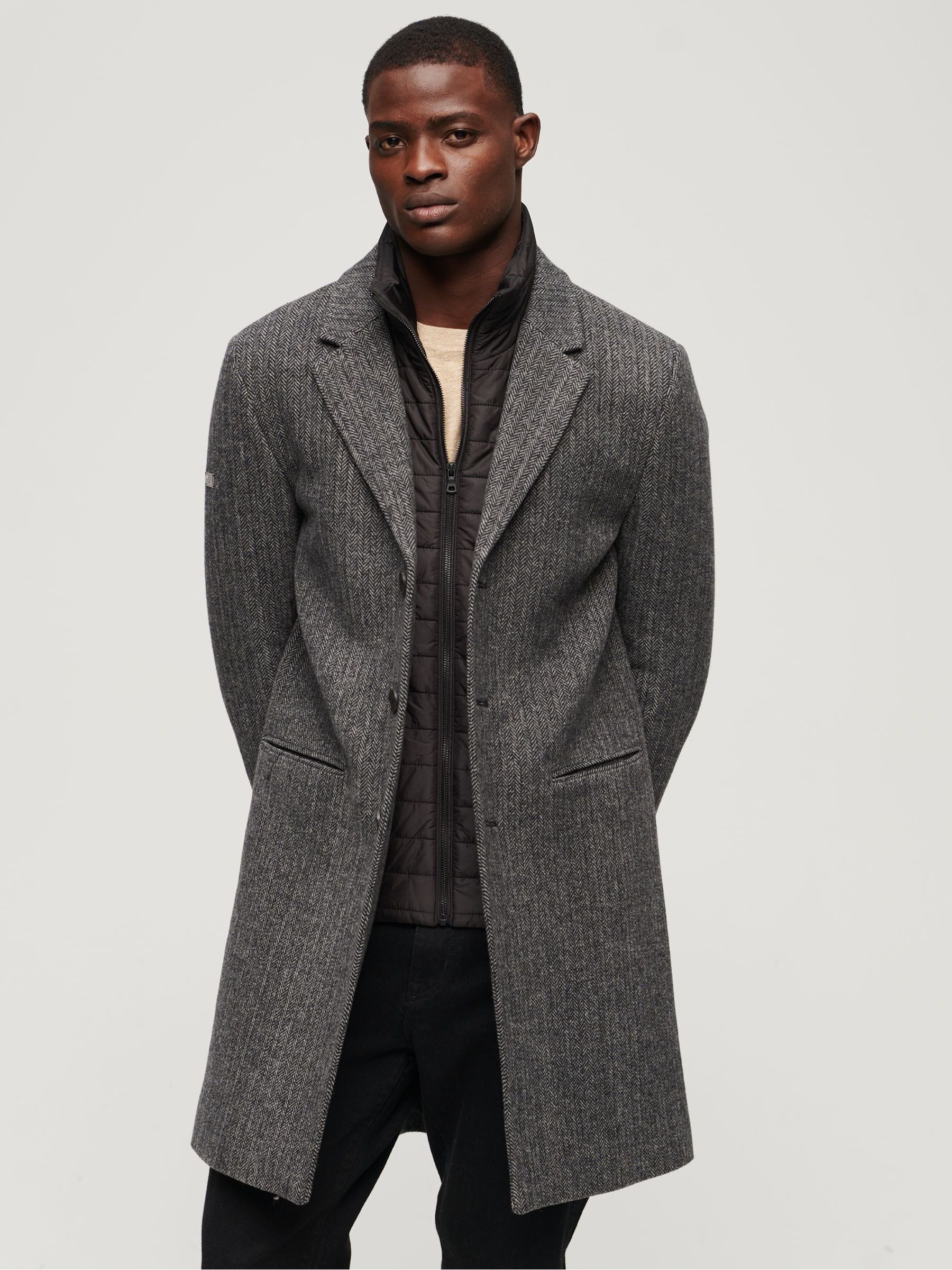 Superdry camden overcoat grey hot sale