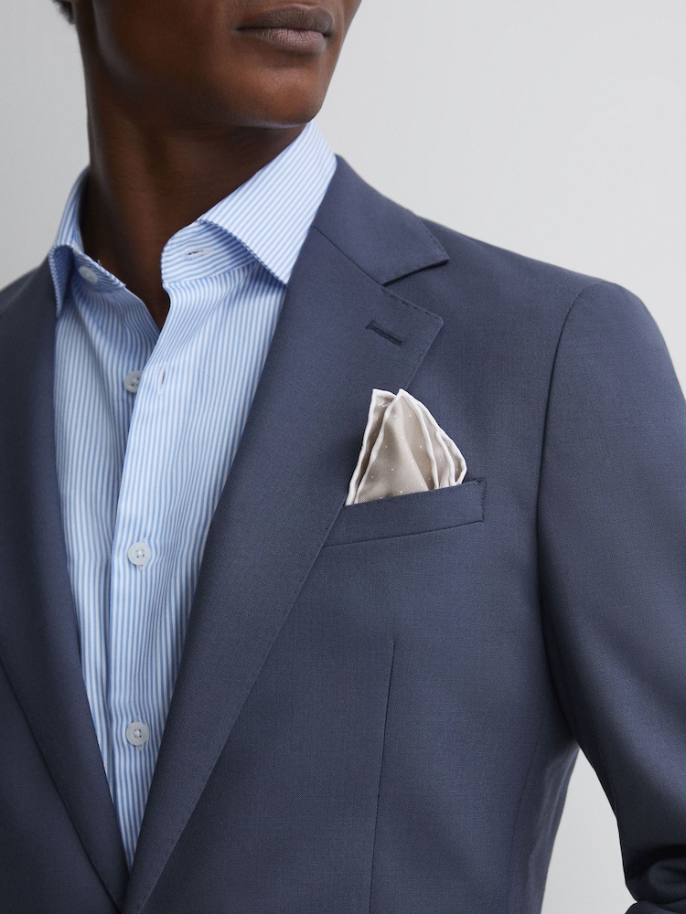 Reiss Champagne Liam Polka Dot Silk Pocket Square - Image 2 of 5