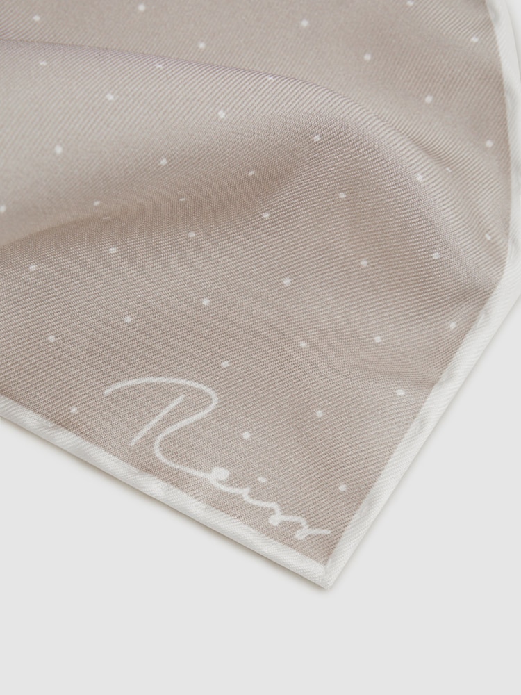 Reiss Champagne Liam Polka Dot Silk Pocket Square - Image 5 of 5